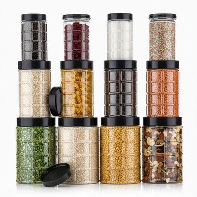 SHIVAYECOMM Plastic Grocery Container  - 1200 ml, 650 ml, 350 ml(Pack of 12, Transparent)