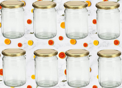 1st Time Glass Utility Container  - 500 ml(Pack of 8, Clear)