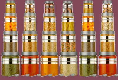 MINAG Plastic Grocery Container  - 1200 ml(Pack of 24, Silver)