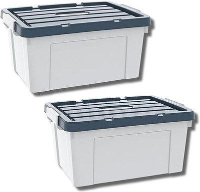 Ginoya Brothers Plastic Utility Container  - 11 kg(Pack of 2, Grey, White)