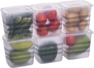 Actilife Plastic Fridge Container  - 950 ml(Pack of 6, White)