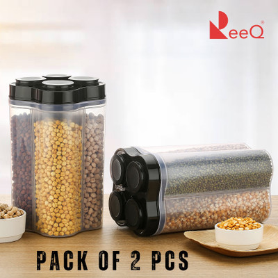 ReeQ Plastic Grocery Container  - 2500 ml(Pack of 2, Black)