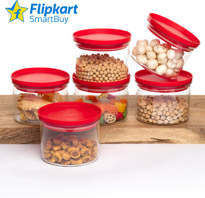 Flipkart SmartBuy Plastic Grocery Container  - 500 ml(Pack of 6, Red)