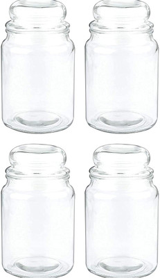 AYUTAS Glass Grocery Container  - 600 ml(Pack of 4, Clear)