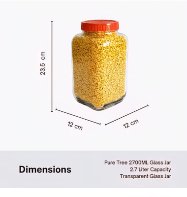 STABILIX Glass Grocery Container  - 2700 ml(Red)