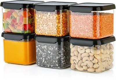 STARDOT Plastic Grocery Container  - 500 ml(Pack of 6, Black)