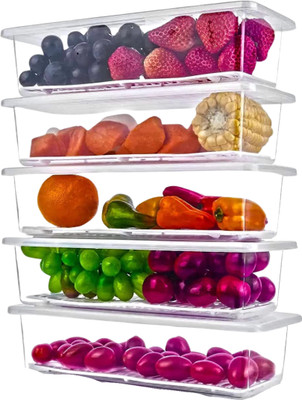 STUNNER ENTERPRISE Plastic Fridge Container  - 2000 ml(Pack of 5, Clear)