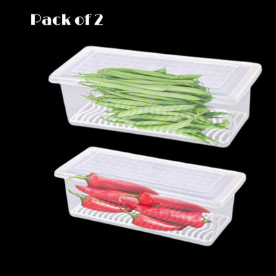 DXDT Plastic Fridge Container  - 1500 ml(Pack of 5, White)