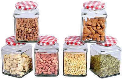 NAVPATH Glass Grocery Container  - 400 ml(Pack of 6, Clear)