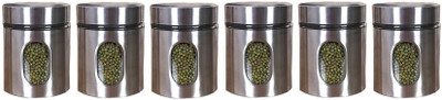 NAVPATH Glass Grocery Container  - 350 ml(Pack of 6, Silver)