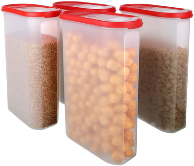 Cutting EDGE Plastic Grocery Container  - 3000 ml(Pack of 4, Red)
