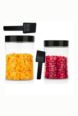 Eastern Trading Plastic Cookie Jar  - 1100 ml, 650 ml(Pack of 2, White)