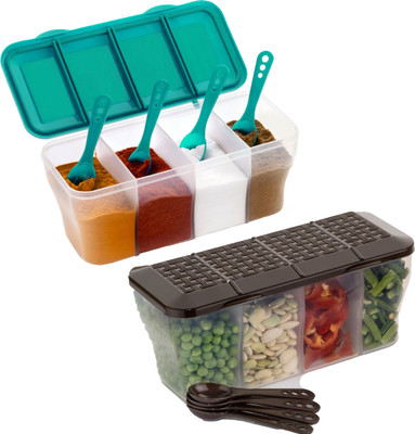 Metrolife Plastic Grocery Container  - 1800 ml(Pack of 2, Green, Brown)