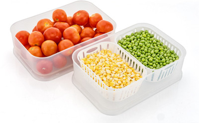 ovotron Plastic Fridge Container  - 1000 ml(Pack of 6, White)