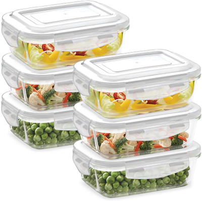 BOROSIL Glass Grocery Container  - 3840 ml(Pack of 6, Clear)