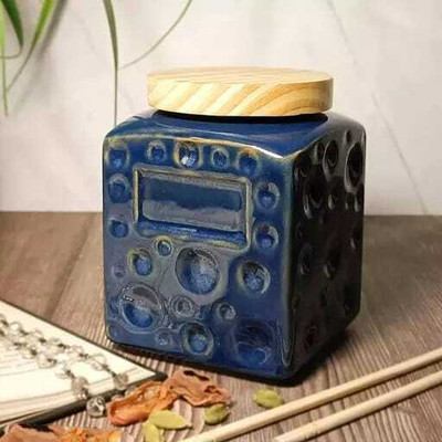 Your Local Store Ceramic Cookie Jar  - 750 ml(Pack of 2, Blue)
