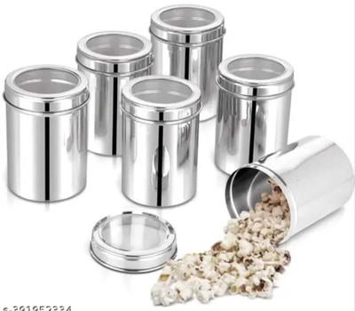 Kbhanjan Stainless Steel Grocery Container  - 1000 ml(Pack of 6, Silver)