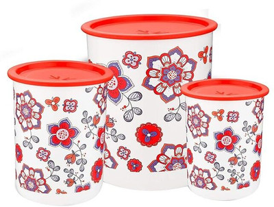 Oliveware Plastic Grocery Container  - 4400 ml(Pack of 3, Red)