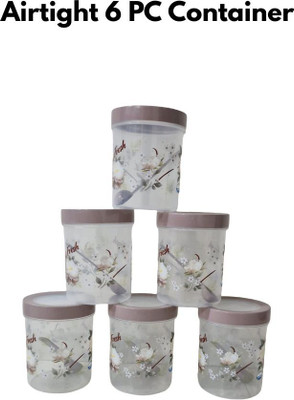 HouseGlow Plastic Grocery Container  - 1000 ml(Pack of 6, Light Brown)