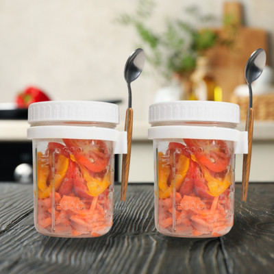 SaiHanu Glass Utility Container  - 350 ml(Pack of 2, White)