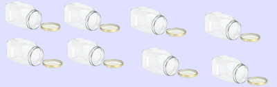 1st Time Glass Utility Container  - 400 ml(Pack of 8, Clear)