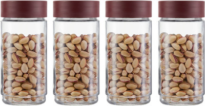 AK HUB Glass Grocery Container  - 2000 ml(Pack of 4, Maroon)