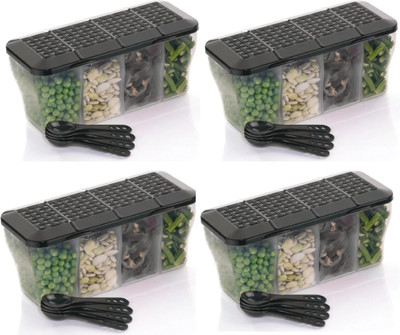 Ecodex Plastic Grocery Container  - 800 ml(Pack of 4, Black)