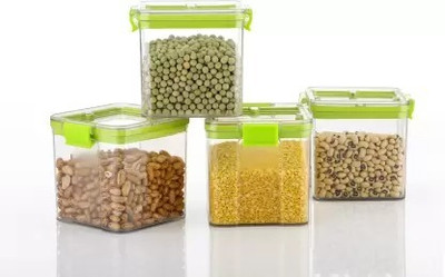Skywhale Plastic Grocery Container  - 400 ml(Pack of 4, Green)