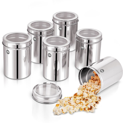 MARU Steel Utility Container  - 1000 ml(Pack of 6, Silver)