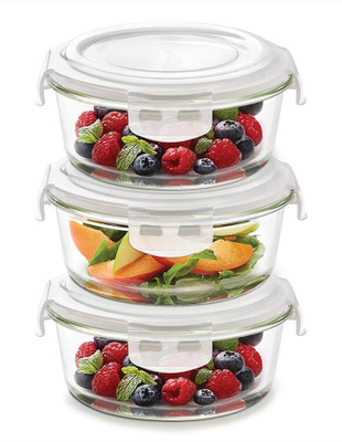 BOROSIL Glass Grocery Container  - 1860 ml(Pack of 3, Clear)