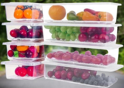 Zubix Plastic Fridge Container  - 1500 ml(Pack of 5, White)