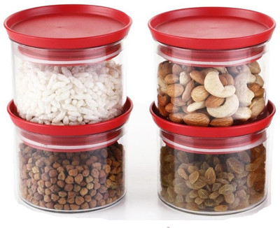 Machak Plastic Grocery Container  - 500 ml(Pack of 4, Red)