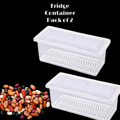 3D METRO SUPER STORE Plastic Fridge Container  - 1500 ml(Pack of 2, Clear)
