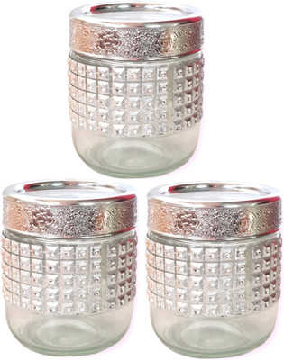 GR8INDIA Glass Cookie Jar  - 415 ml(Pack of 3, Clear)