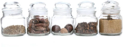 VINAR Glass Grocery Container  - 100 ml(Pack of 6, Clear)
