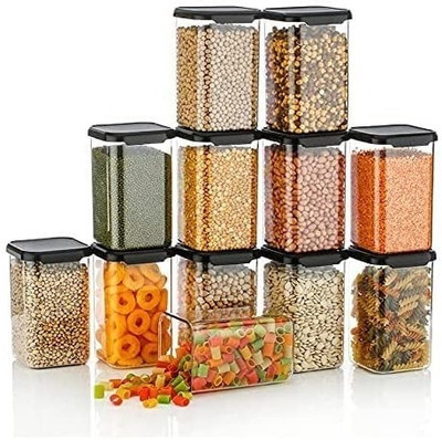 Flipkart SmartBuy Plastic Grocery Container  - 1100 ml(Pack of 12, Black)