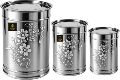 ESTEEM KING Stainless Steel Utility Container  - 10 L, 20 L, 25 L(Pack of 3, Silver)