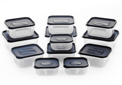 Mahadevent Plastic Grocery Container  - 700 ml, 1400 ml, 2400 ml(Pack of 3, Black)