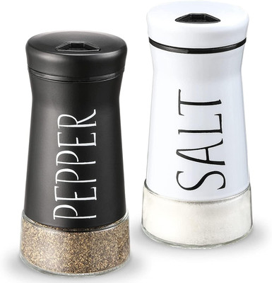 Wigano Salt and Pepper Shaker Set Black and White Glass Bottom Dispensers Sugar Sprinkler Shaker 90 gm