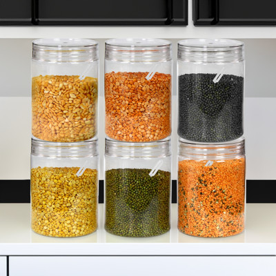Pearlpet Plastic Fridge Container  - 1000 ml(Pack of 6, Clear)