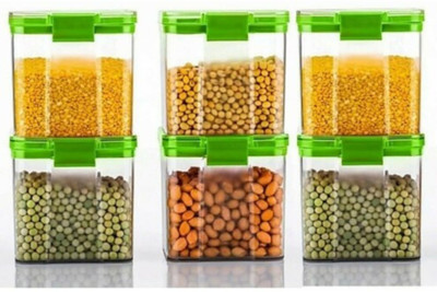 Gripwell Plastic Grocery Container  - 400 ml(Pack of 6, Green)