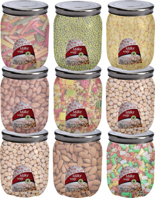 TruVeli Plastic Grocery Container  - 2000 ml(Pack of 9, Clear)