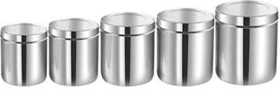 SHINI LIFESTYLE Steel Grocery Container  - 1 L, 1.5 L, 2 L, 2.5 L, 3 L(Pack of 5, Silver)