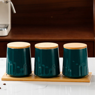 UMAI Ceramic Utility Container  - 650 ml(Pack of 3, Green)