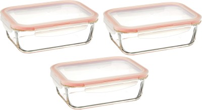 VINDRO Glass Fridge Container  - 550 ml(Pack of 3, Clear)