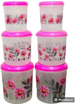 Ganesh Enterprise Plastic Grocery Container  - 1 kg, 2 kg, 3 kg, 6 kg, 8 kg, 12 kg(Pack of 6, Pink)