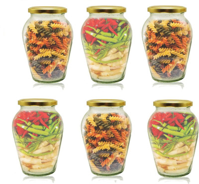 Avresta Glass Grocery Container  - 1000 ml(Pack of 6, Gold, Clear)