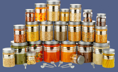 Ecodex Plastic Grocery Container  - 1200 ml(Pack of 16, Silver)