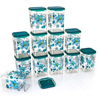 Skymax Plastic Grocery Container  - 1100 ml(Pack of 12, Blue)