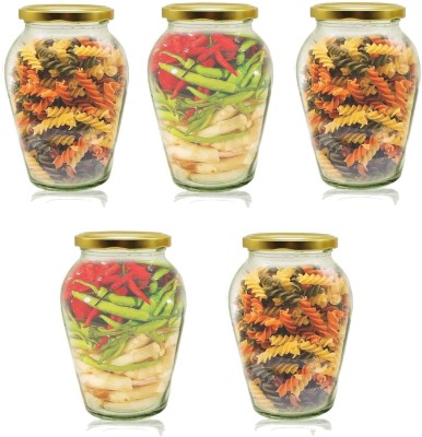 Wrixty Glass Cookie Jar  - 1000 ml(Pack of 5, Black)